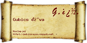 Gubics Éva névjegykártya